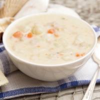 Clam Chowders · A delicious rich base of clams, carrots, celery, unsalted butter, flour, yellow potatoes, fr...