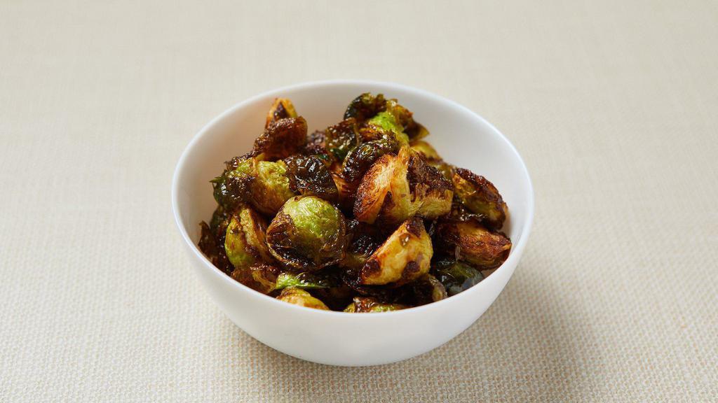 Crispy Brussels Sprouts · Deep fried Brussels sprouts served with vegan chipotle aioli. Vegan. Gluten-free.