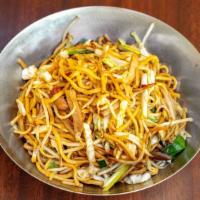 Chow Mien · Soy sauce, bean sprouts, cabbage, carrots, onions & choice of protein.