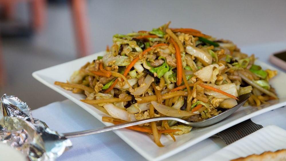 Mu Shu · Wraps with cabbage, carrots, onions, bamboo, bean sprouts, Fungus, egg & choice of protein.