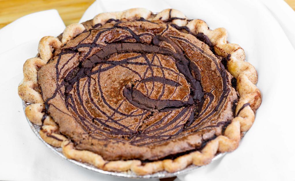 Chocolate Espresso Pie (6-Inch) · This is the ultimate chocolate pie. For reals. Dark cocoa, deep espresso, brown butter, a touch of brown sugar, just a little brandy and vanilla, swirled with dark bittersweet chocolate. 6-inch and 9-inch pies.