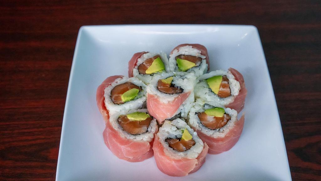 Cherry Blossom Roll · Raw. Salmon and avocado, topped with tuna.