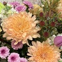 Medium Box Arrangement - Designer's Choice · Fresh seasonal flowers artfully arranged in a 5X5 rustic square box.