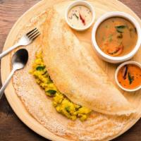 Mysore Masala Dosa · Classic South Indian thin crepe made of rice & lentil spread with spicy house chutney & fill...