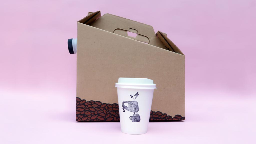 Box of Coffee (96 oz.) · Freshly brewed coffee from single-origin beans roasted in San Leandro by Proyecto Diaz.

Delivered in a 96-ounce serving container. Includes cups, napkins, cream, & sugar.