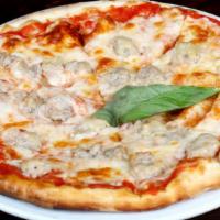 Contadina Pizza · Italian sausage, tomato sauce, mozzarella, and basil.
