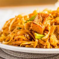 36. Pad Thai · Pan fried pad thai noodles with bean sprouts, eggs, and choice of meat.