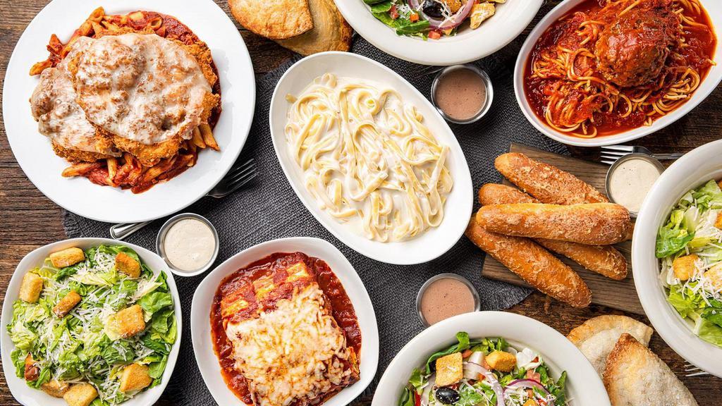 Family Meal For 4 · Perfect portions for four. Choose a salad for each person, then choose an entrée for each person. Finish the meal with a hand pie choice for each person.