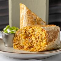 Breakfast Burrito · Gluten free. Scrambled eggs, cheddar cheese, hash browns, sausage, peppers and onions, salsa...