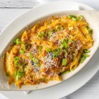 Green Chili Mac and Cheese · Gluten free. Penne pasta, new Mexico hatch chili, asiago, parmesan, Wisconsin cheddar, fonti...