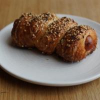 PØLSEHORN · Beef hot dogs wrapped in laminated dough