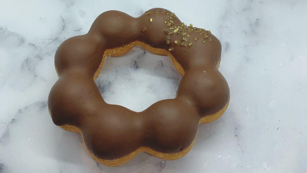 Chocolate Mochi Donut · Mochi donut with chocolate glaze.