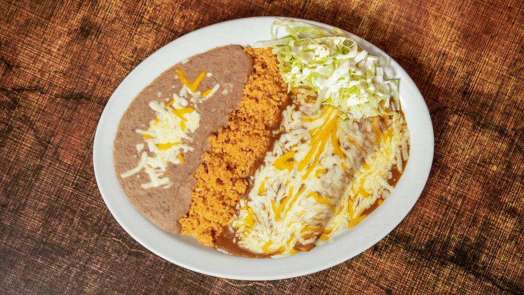 Enchiladas Dinner · Top menu item. Two corn tortillas stuffed with cheese, chicken or beef with red or green sauce.