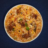 Gotta Goat Dum Biryani · Tender Goat cooked with spices and aromatic Basmati Rice.