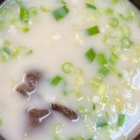 Beef Bone Soup · Beef bone with green onion, egg, and clear yam noodles in beef soup.