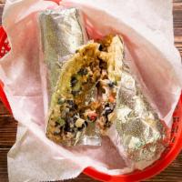 Super Burrito · Choice of meat, rice, bean, cheese, sour cream, & guacamole.