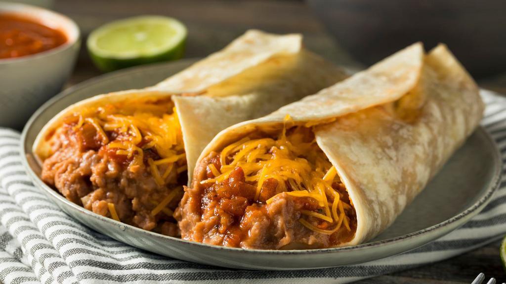 Bean & Cheese Burrito · Beans, cheese, and rice wrapped in a large flour tortilla.