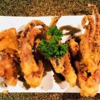Ika Geso Tempura · Deep fried squid's legs tempura