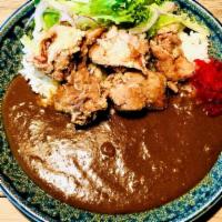 Chicken Karaage Curry · Deep fried chicken with vegetables curry and white rice
