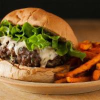 Lamb Gourmet Burger · 1/3-pound minced lamb patty, grilled and served with roasted peppers, onions, tomato, lettuc...