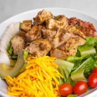 Jerk Chicken Cobb Salad · Mixed Lettuce, Hardboiled Egg, Tomato, Bacon, Avocado, Cheddar Cheese w/ Ranch Dressing