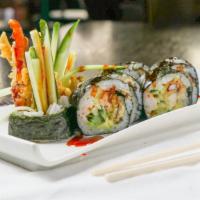 Spider Roll · Soft shell crab , avocado , top with sweet sauce