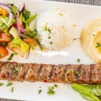 Adana Kebab Plate · Ground lamb and beef skewer with parsley,red onion and spices.