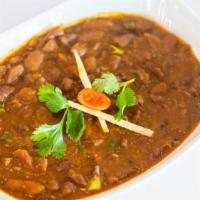 Rajmah · Red kidney beans cooked with ginger, garlic, tomato, curry leaves and spices.
