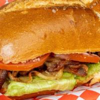 BLT · Its Yummy! 6 strips of juicy Bacon cooked perfectly with Lettuce, Tomato and Mayo served in ...