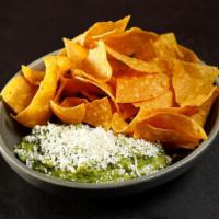 GUACAMOLE · tomato, red onion, cilantro, cotija, tortilla chips