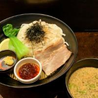 Utsuke (Udon Tsukemen) · Beef Chashu, boc choy, house-made spicy chili sauce, beef & Dashi broth dipping sauce