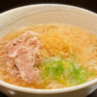 Niku Dashi Udon · Premium fish Dashi broth, beef topping