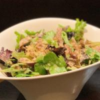 Chashu Caesar Salad · Spring mix, house-made beef chashu, sesami