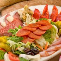 Antipasti Salad (serves 4+) · Large salad of fresh mixed greens with Italian dressing, Capicola & dry salami, Genoa Salami...