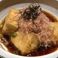 Agedashi Tofu · Fried Tofu Cubes with Bonito Flakes and Dashi Broth