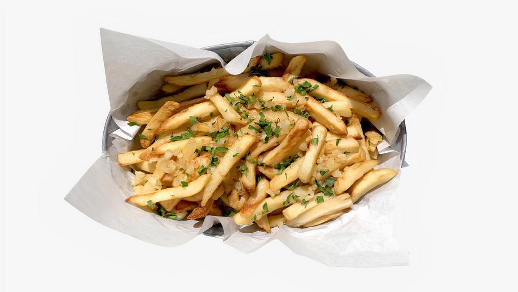 Garlic Fries · French fries topped with garlic and parsley.