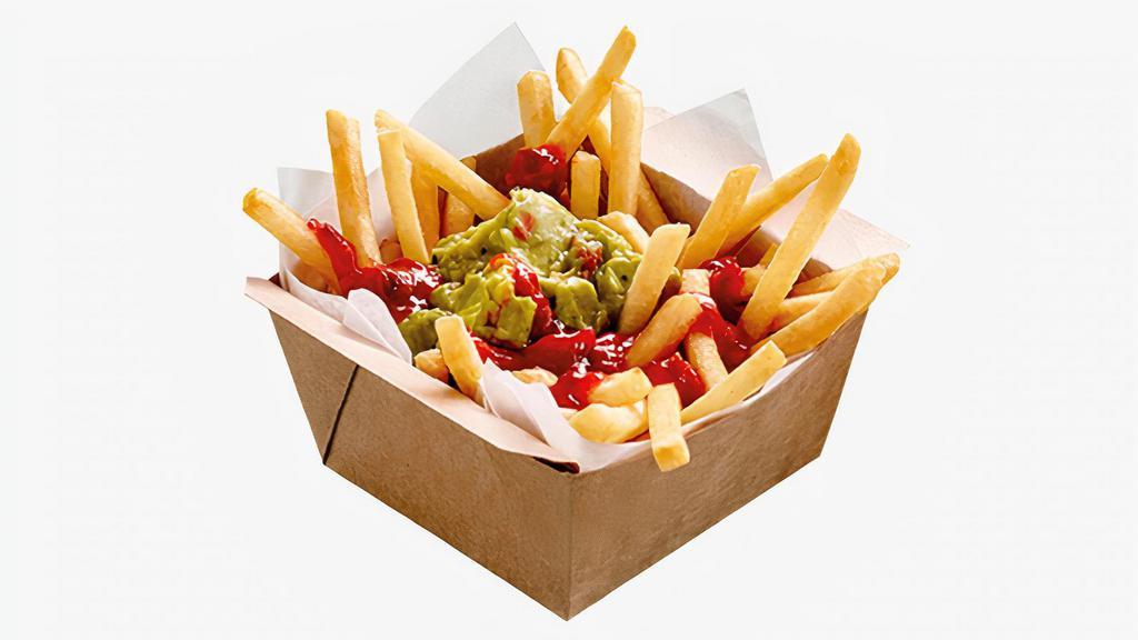 Bacon Guac Fries · French fries topped with guacamole, bacon and shredded cheese.