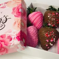 6 Mother's Day Strawberries · 6 fresh strawberries, dipped in milk and pink chocolate , drizzle and sprinkles. delivered i...