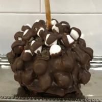 Rocky Road Caramel Apple · Largest Apple you can imagine.  Granny Smith apple dipped in rich homemade caramel , rolled ...