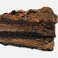 Chocolate mousse Cake · layers of chocolate cake and chocolate mousse, topped with chocolate ganache.