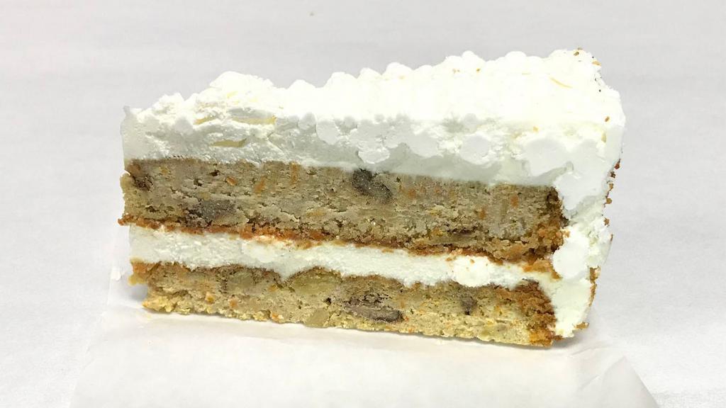 Slice of Carrot Cake · Slice of Carrot Cake. The way it should be, shredded carrot, cinnamon, raisin, walnuts, with cream cheese spread.