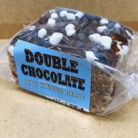Jumbo Double Chocolate · layered  with chocolate frosting , marshmallow and chocolate chips.