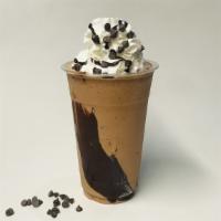 Triple chocolate · Chocolate ice cream blend with fudge and dark chocolate chips .  Topped with whipped cream.