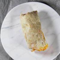 Super Burrito de Pastor · Super Burrito with meat, cilantro, cebolla, rice, whole beans, lechuga, monterey cheese, and...