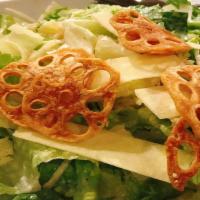 Wafu ceasar salad 和風シーザーサラダ · romaine lettuce in miso flavored caesar dressing
