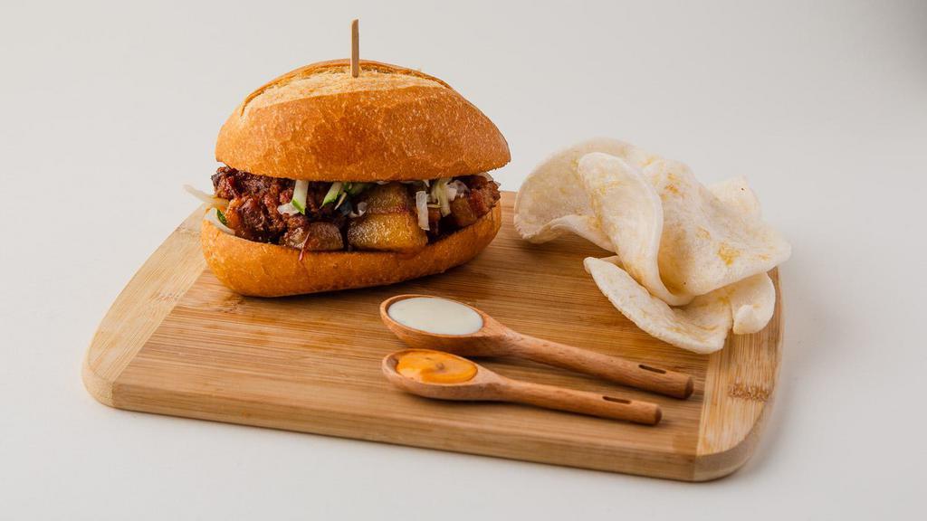 Caramelized Pork Belly Sandwich · Braised sweet and lightly salty pork belly in a 6