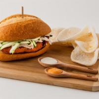 Crispy Chicken Katsu Sandwich · A crispy and juicy fried chicken breast in a 6
