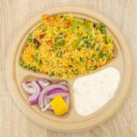 Mix Vegetable Biriyani · Basmati rice cooked with cut vegetables.