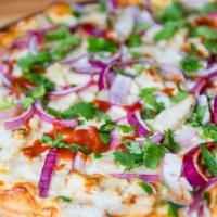 Mother Clucker · BBQ sauce, chicken, red onions, finished with BBQ sauce and cilantro.