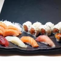 3 Kinjas Combo · Five pieces of nigiri (chef's choice) and your choice or roll (California, spicy tuna, or un...